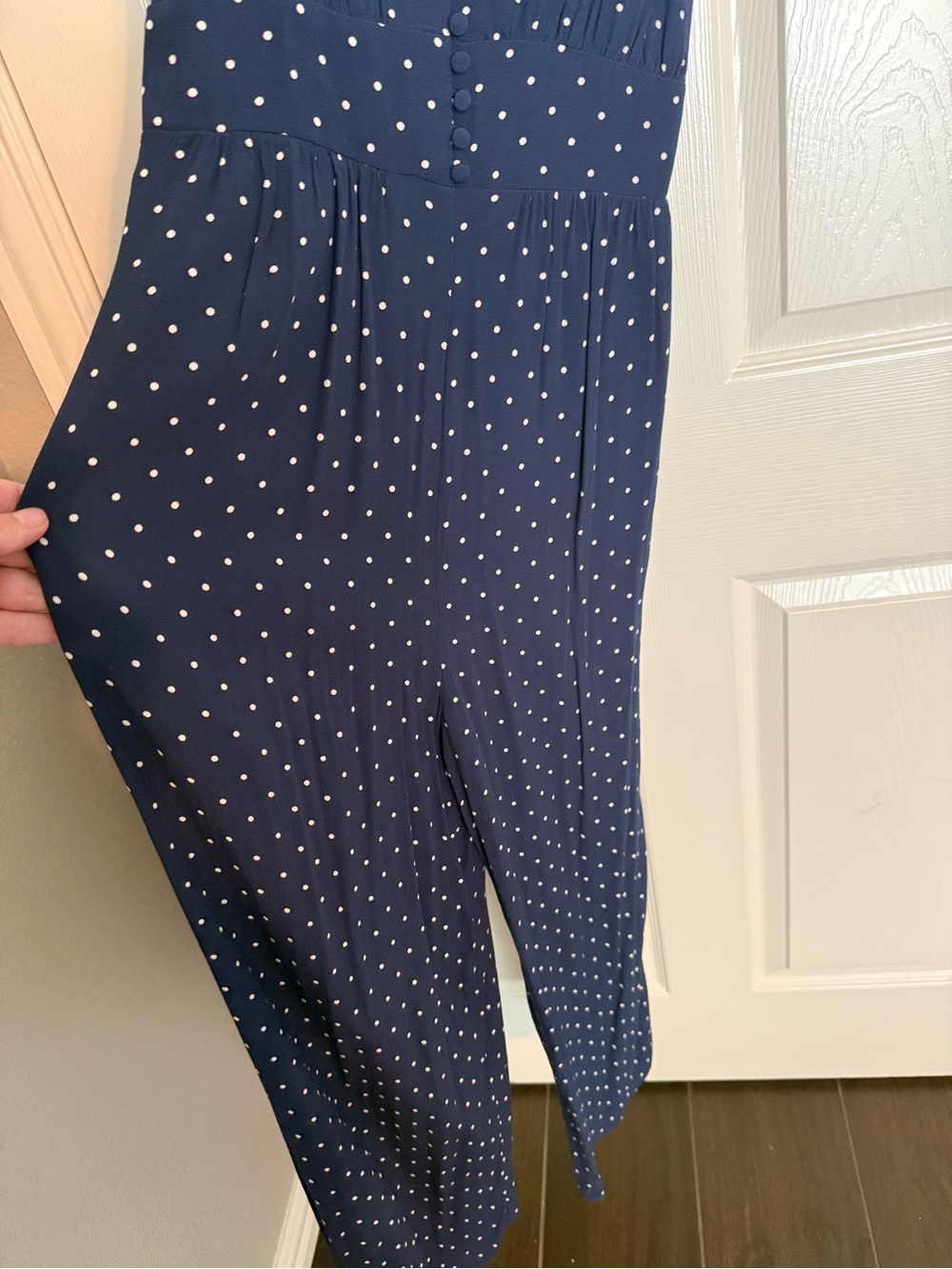 Madewell Navy and White Polka Dot Wide-Leg Jumpsuit